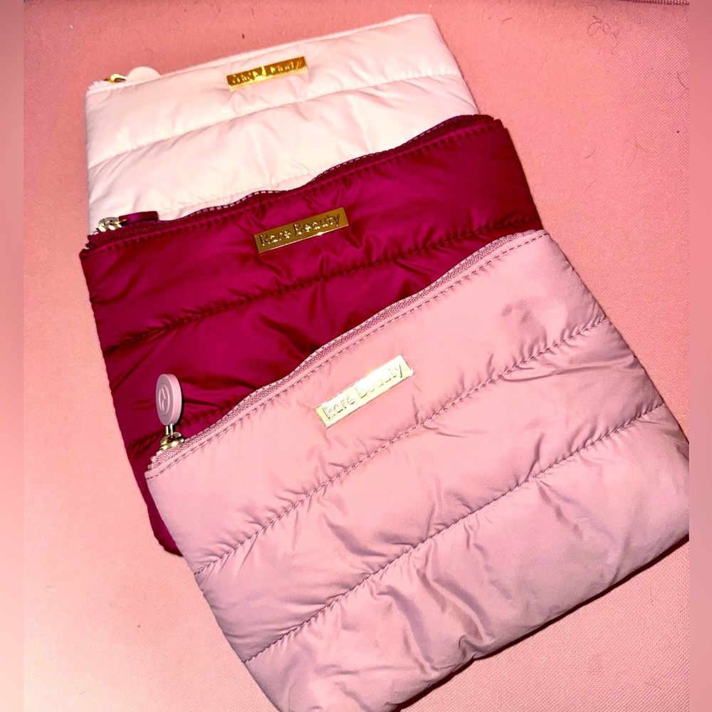 RARE BEAUTY by Selena Gomez Puffy Makeup Bag Collection -Mauve, Berry, Blush NIB